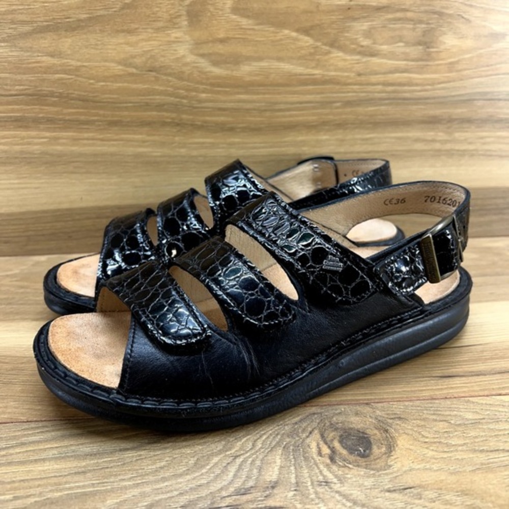 Finn Comfort‎ Womens Sandals 5.5 EU 36 Sylt Black Leather Slingback Comfort